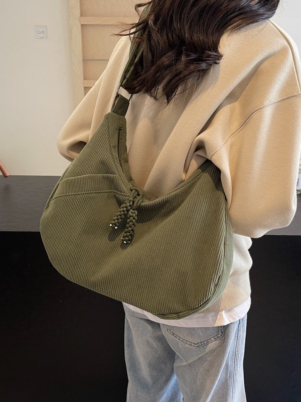 Corduroy dumpling torba, japanskog stila casual preko ramena, velika kapaciteta, model 2026