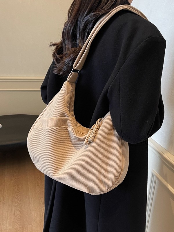 Corduroy dumpling torba, japanskog stila casual preko ramena, velika kapaciteta, model 2026