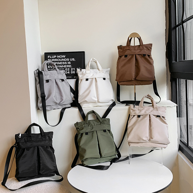 Najlon messenger torba u japanskom Harajuku stilu, casual jednobojna, unisex naramenica, kompatibilna s 12-inčnim prijenosnikom, gradski minimalistički stil