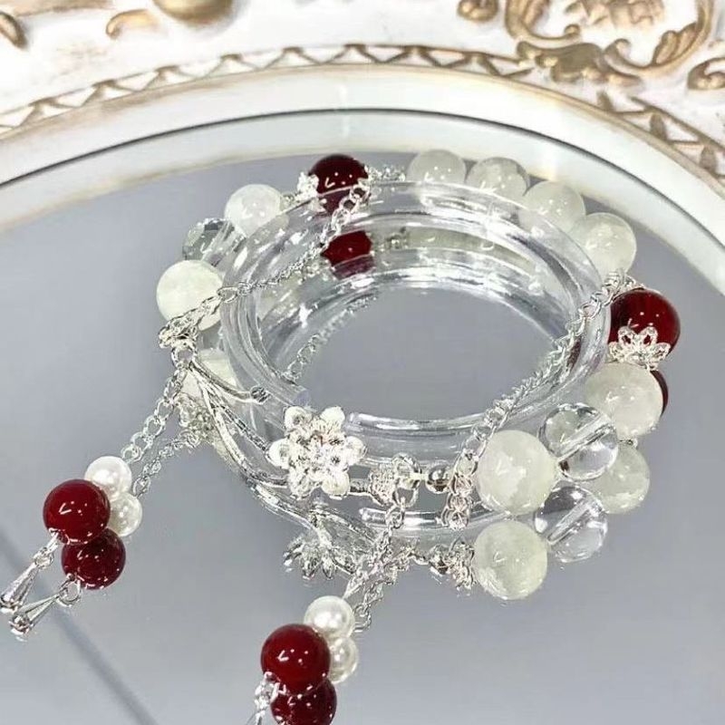 Narukvica bijelog mjeseca i zvijezda, s bijelim jelenskim akcentom, elegantan antički stil