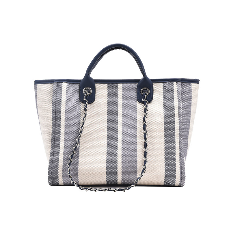 Nova torba u korejskom stilu 2025., ramenska i crossbody torba s velikim kapacitetom, prugasti lanac, bucket torba, ženska torba