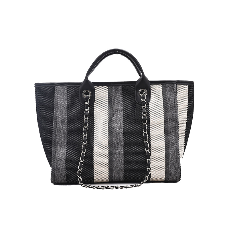 Nova torba u korejskom stilu 2025., ramenska i crossbody torba s velikim kapacitetom, prugasti lanac, bucket torba, ženska torba