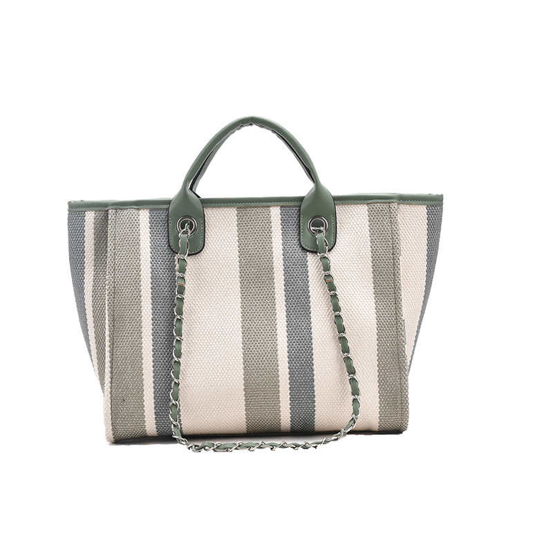 Nova torba u korejskom stilu 2025., ramenska i crossbody torba s velikim kapacitetom, prugasti lanac, bucket torba, ženska torba
