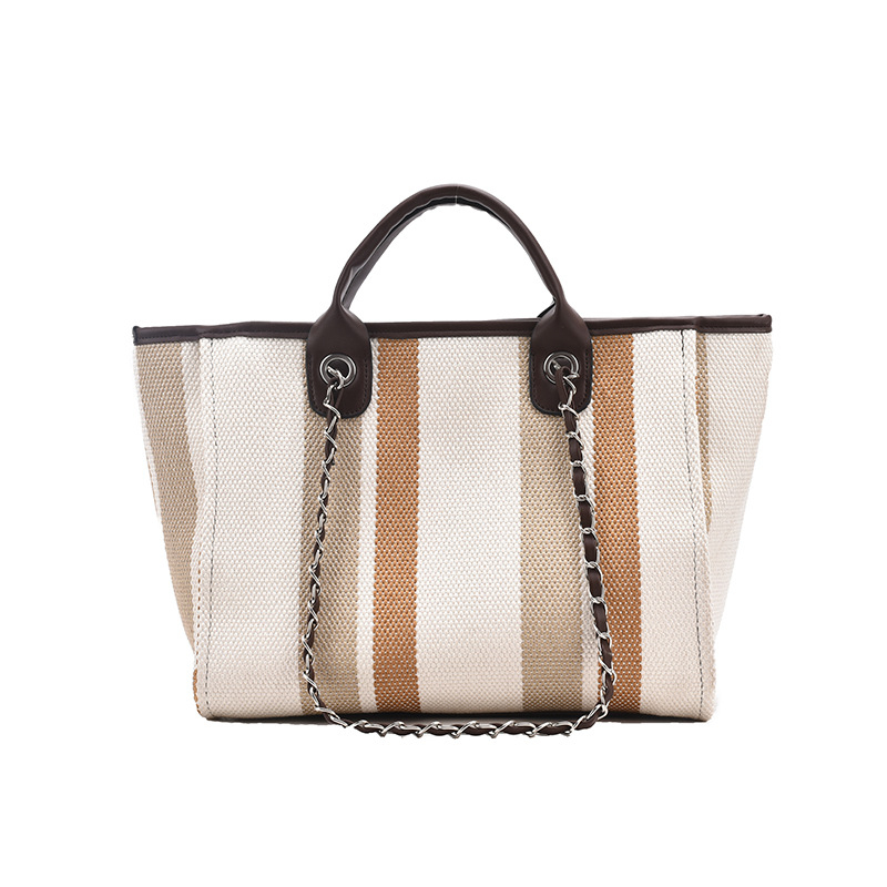 Nova torba u korejskom stilu 2025., ramenska i crossbody torba s velikim kapacitetom, prugasti lanac, bucket torba, ženska torba