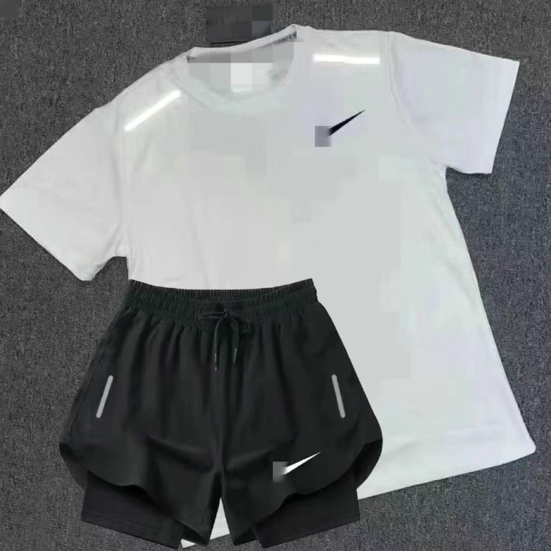 Unisex ljetni trening set s brzo sušećim materijalom: gornji dio s kratkim rukavima i šorcevi 3/4 dužine za trčanje i atletiku