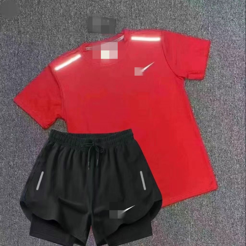 Unisex ljetni trening set s brzo sušećim materijalom: gornji dio s kratkim rukavima i šorcevi 3/4 dužine za trčanje i atletiku