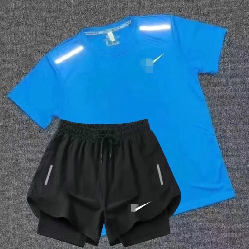 Unisex ljetni trening set s brzo sušećim materijalom: gornji dio s kratkim rukavima i šorcevi 3/4 dužine za trčanje i atletiku