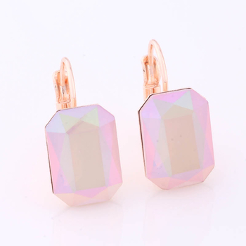 Naušnice od ružičastog zlata, pravokutne, šarene, 10x14 mm, za žene – geometrijski izražajne naušnice