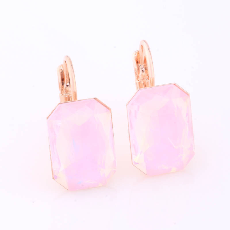 Naušnice od ružičastog zlata, pravokutne, šarene, 10x14 mm, za žene – geometrijski izražajne naušnice