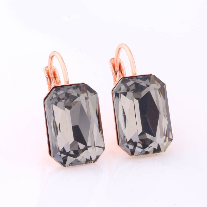 Naušnice od ružičastog zlata, pravokutne, šarene, 10x14 mm, za žene – geometrijski izražajne naušnice