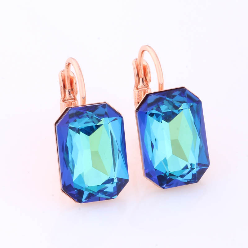 Naušnice od ružičastog zlata, pravokutne, šarene, 10x14 mm, za žene – geometrijski izražajne naušnice