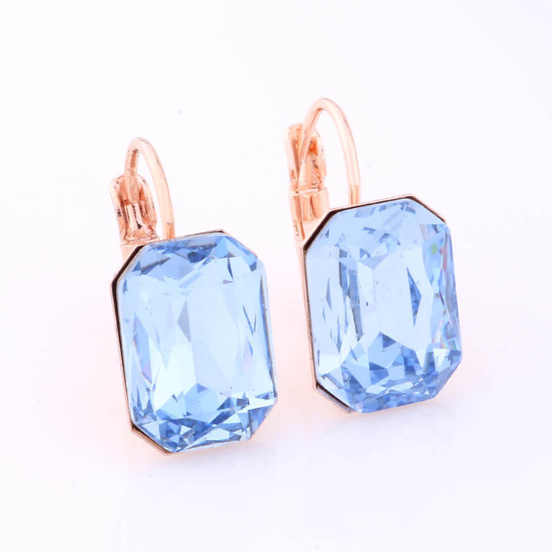 Naušnice od ružičastog zlata, pravokutne, šarene, 10x14 mm, za žene – geometrijski izražajne naušnice