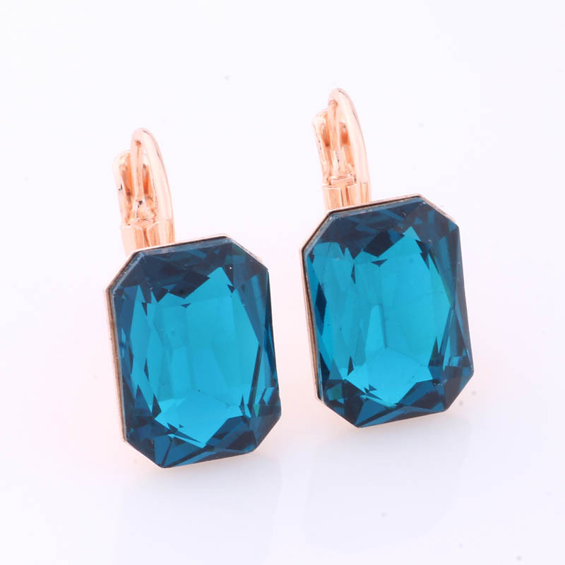 Naušnice od ružičastog zlata, pravokutne, šarene, 10x14 mm, za žene – geometrijski izražajne naušnice