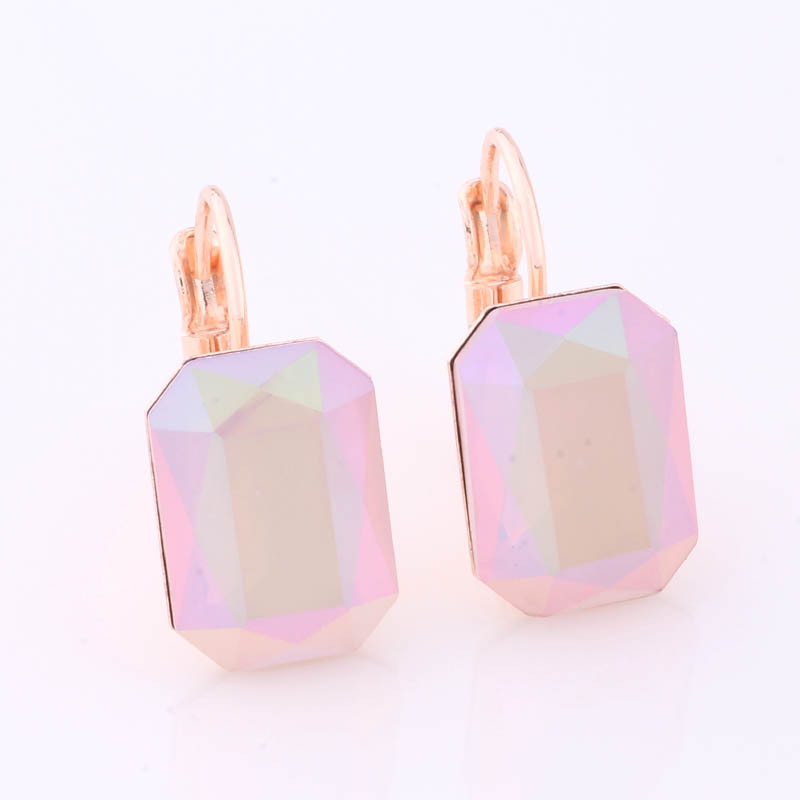 Naušnice od ružičastog zlata, pravokutne, šarene, 10x14 mm, za žene – geometrijski izražajne naušnice