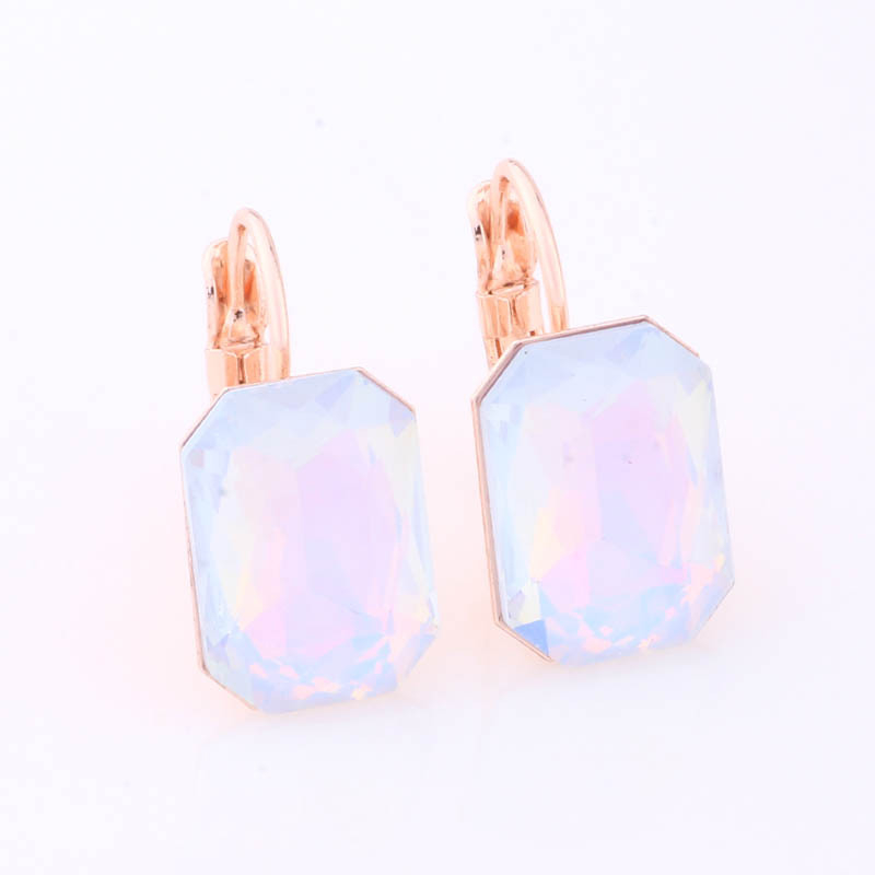 Naušnice od ružičastog zlata, pravokutne, šarene, 10x14 mm, za žene – geometrijski izražajne naušnice