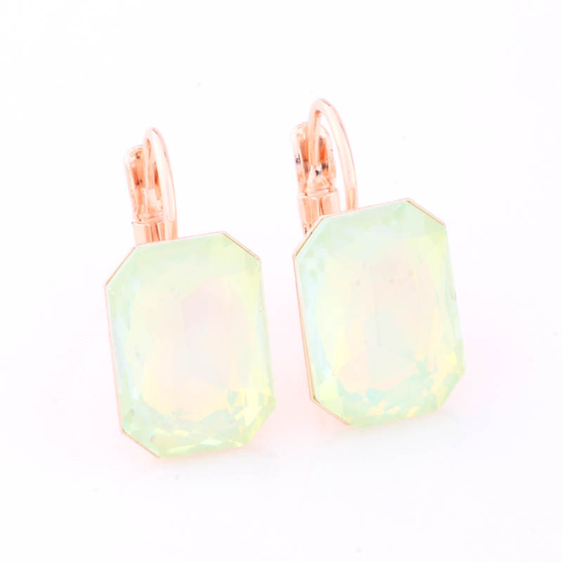 Naušnice od ružičastog zlata, pravokutne, šarene, 10x14 mm, za žene – geometrijski izražajne naušnice