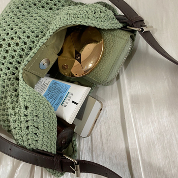 Nova ručno pletena crossbody torba s prozračnim uzorkom, plažna torba od slame, svestrana za svakodnevnu upotrebu, mala tote torba