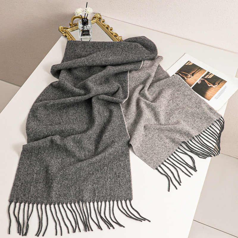 100% tiszta gyapjú női sál őszi-téli időszakra, egyszínű, sokoldalú, elegáns, könnyed luxus, keskeny fazon, meleg