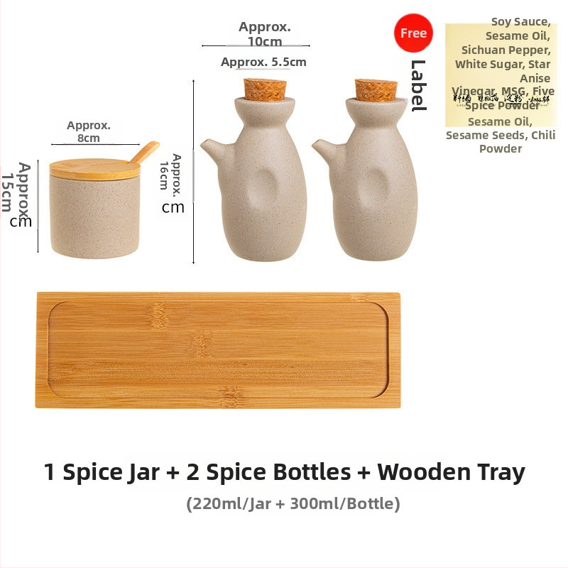 Keramički set začina u japanskom stilu za kućnu kuhinju, posude za sol i MSG te kutija za začine, retro trodijelni set