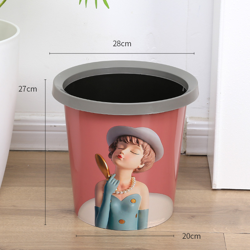 Plastični otpadni koš bez poklopca, cilindričnog oblika, 3 L, za kupaonicu, kuhinju ili spavaću sobu.