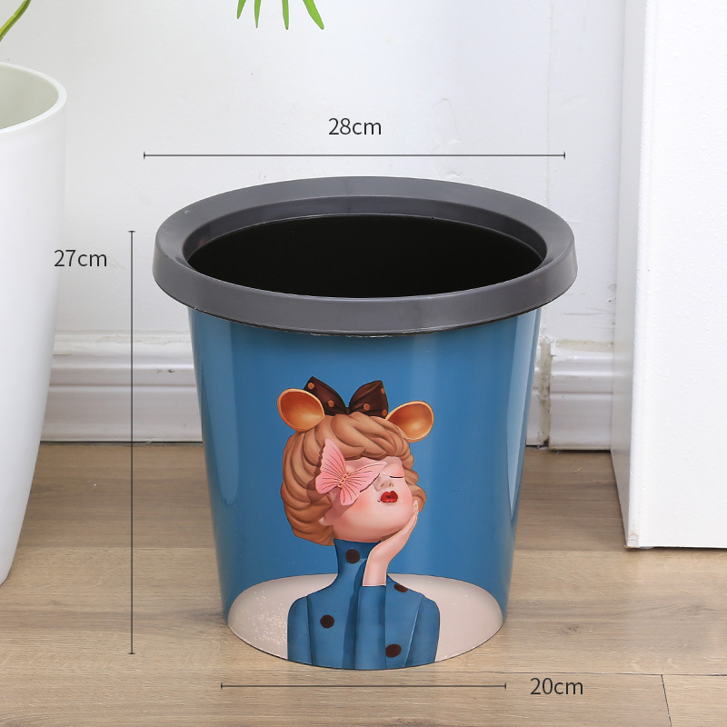 Plastični otpadni koš bez poklopca, cilindričnog oblika, 3 L, za kupaonicu, kuhinju ili spavaću sobu.