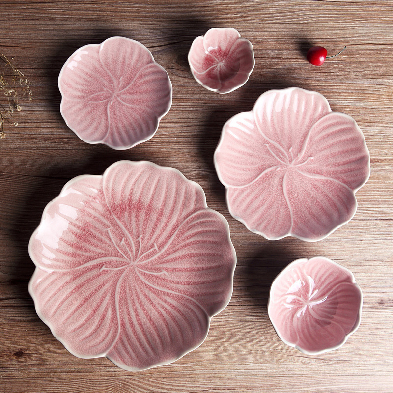 Porcelanski set posuđa u japanskom stilu: tanjur u obliku latice, zapadni tanjuri, kreativni tanjur, pladanj za voće i retro tanjur za čaj