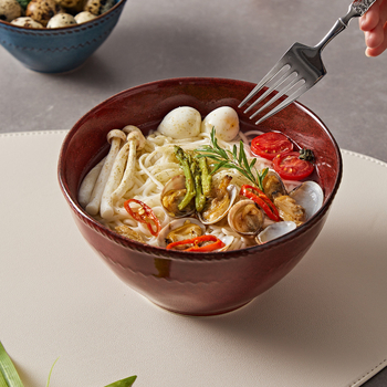 Stanley porculanska zdjela za ramen, pod glazura boja, velika zdjela za juhu, okruglog oblika, retro stil, mikrovalna sigurnost, japanskog stila posuđe