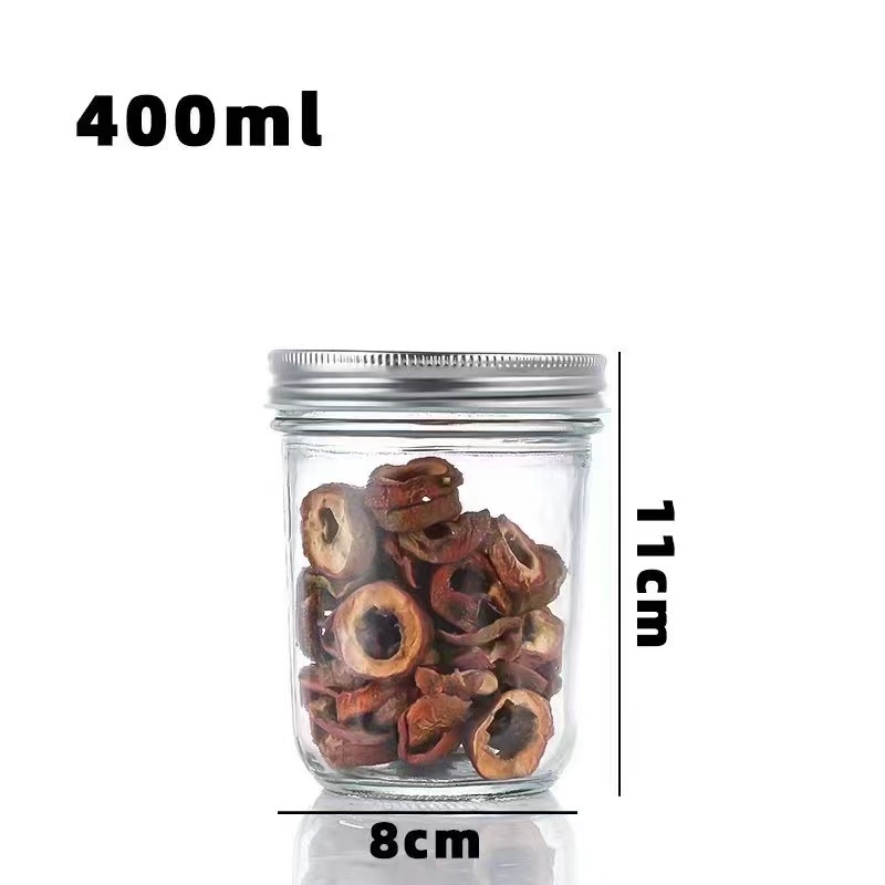 Stakleni Mason teglica u američkom stilu, prozirna, zatvorena, široko grlo, za zobene pahuljice, milkshake i sokove, glatka površina, 500 ml