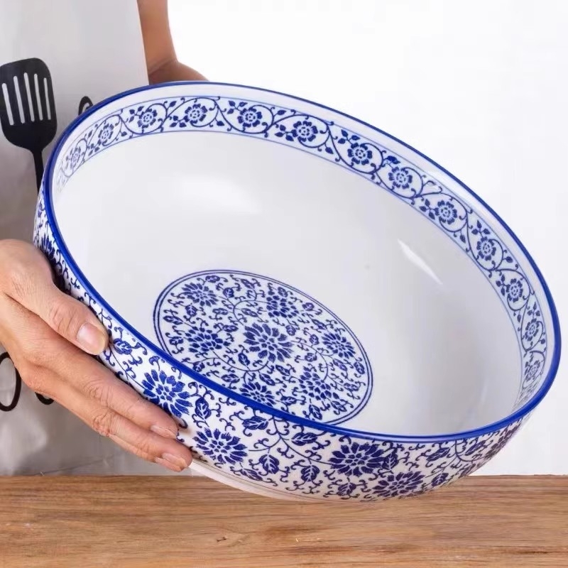 12-inčni velika porcelanska zdjela za juhu s plavo-bijelom pod-glazu