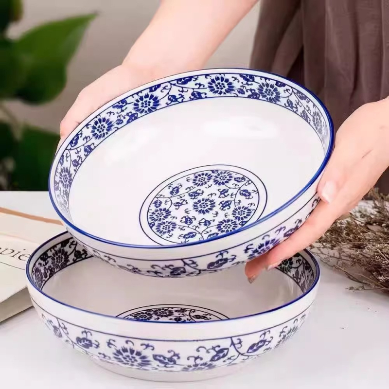 12-inčni velika porcelanska zdjela za juhu s plavo-bijelom pod-glazu