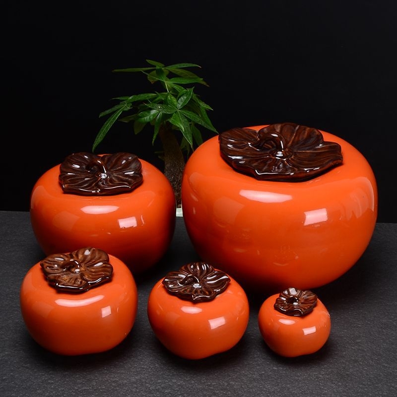 Shishi Ruyi porcelanska čajna posuda, zatvoren spremnik za čaj persimmon, u ekstra velikoj darovnoj kutiji