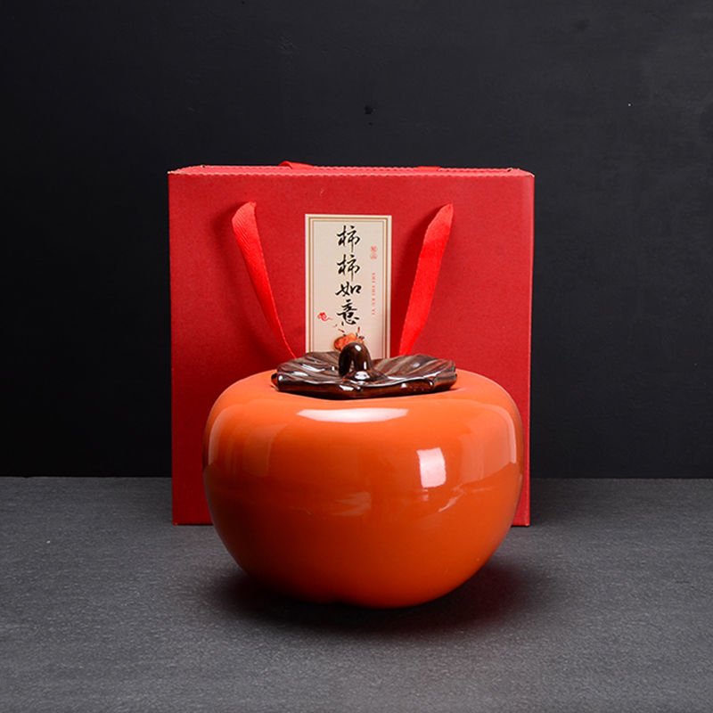 Shishi Ruyi porcelanska čajna posuda, zatvoren spremnik za čaj persimmon, u ekstra velikoj darovnoj kutiji