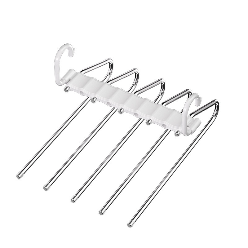 Umeraș pliabil pentru pantaloni — suport multifunctional cu clips, organizator anti-derapare pentru garderobă