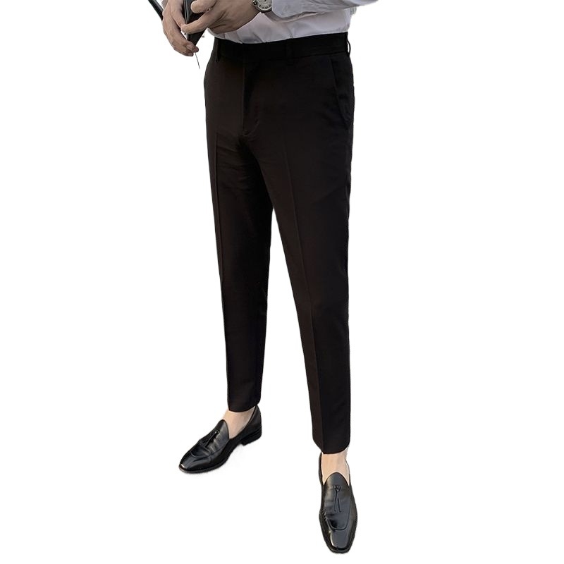 Muške hlače u korejskom stilu, slim-fit, krojene do gležnja, jednobojne, casual britanski stil, proljeće 2025