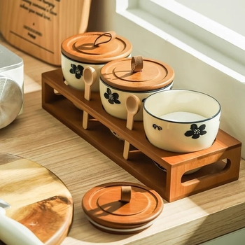 Set keramičkih posuda za začine sa zatvorenim poklopcima – retro kuhinjska pohrana za začine i čili papričice, otporan na visoke temperature