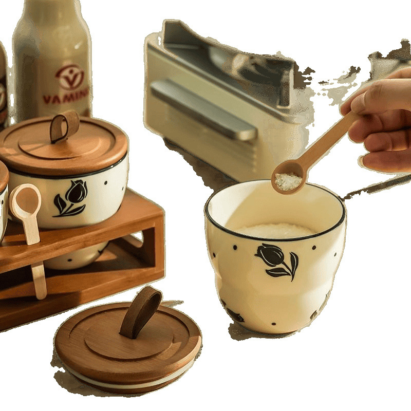 Set keramičkih posuda za začine sa zatvorenim poklopcima – retro kuhinjska pohrana za začine i čili papričice, otporan na visoke temperature