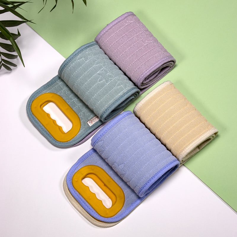 Scruber de baie cu prosop, bandă pentru spate, instrument de exfoliere pentru femei, scrubber de baie cu deschidere trăgătoare, bandă de exfoliere a spatelui