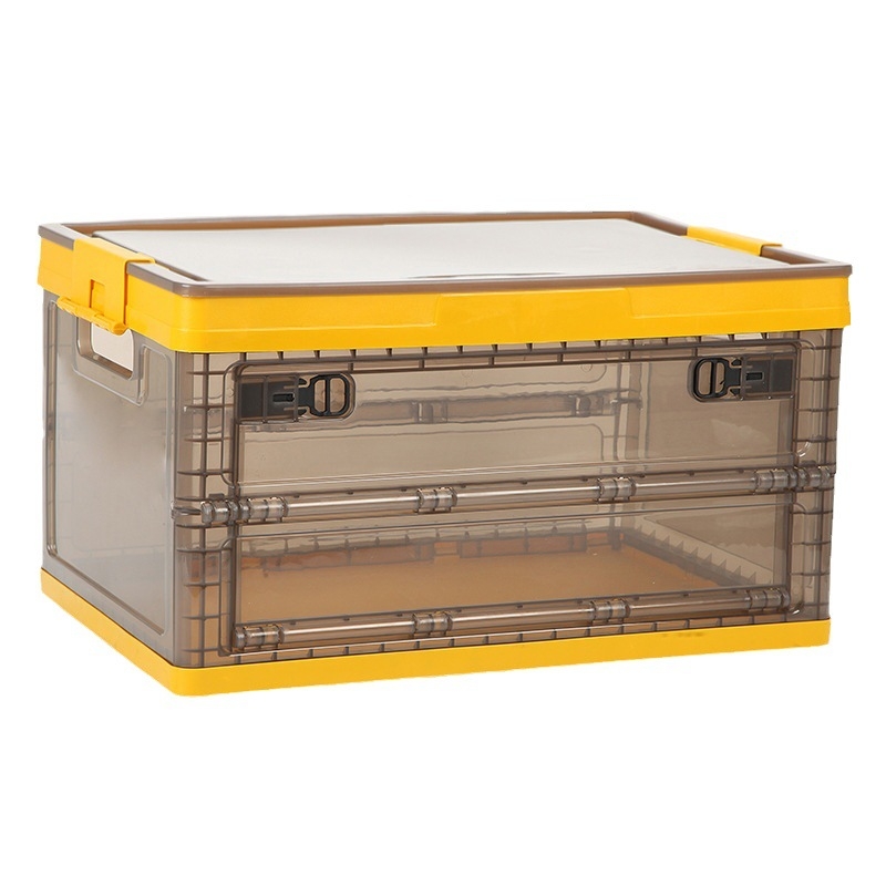 Prozirna sklopiva kutija za skladištenje od plastike s bočnim i prednjim otvaranjem, 55 L, velika kapaciteta, dimenzije 430×285×230 mm i 525×360×295 mm