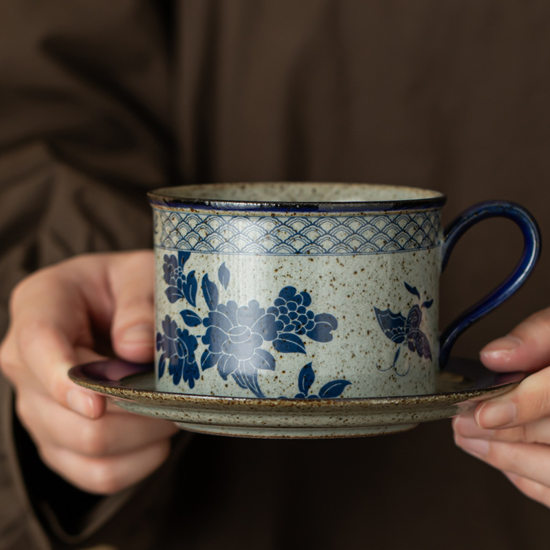 Japanska Arita keramička šalica za kavu s drškom, retro stil, latte art, čaša za vodu i čaj