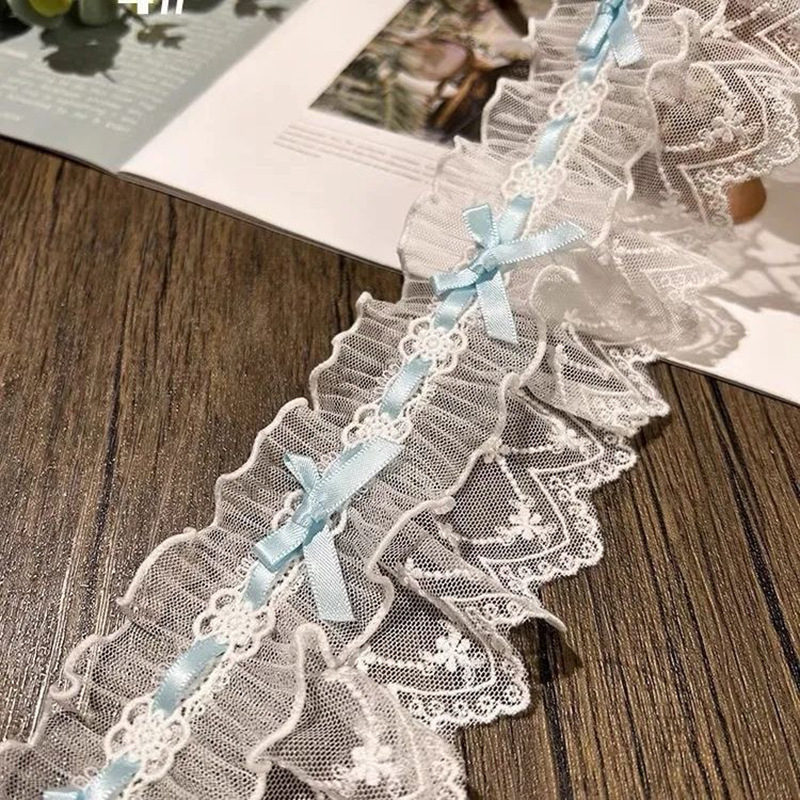 8 cm Lolita traka s mašnicom i plisiranom čipkom — ukrasi za zavjese, rub suknje i DIY dodaci za torbu