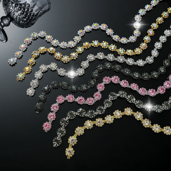 Lanac s rhinestones i motivom suncokreta, elektroplatirani premaz, dijelovi za DIY nakit, duljina 90 cm