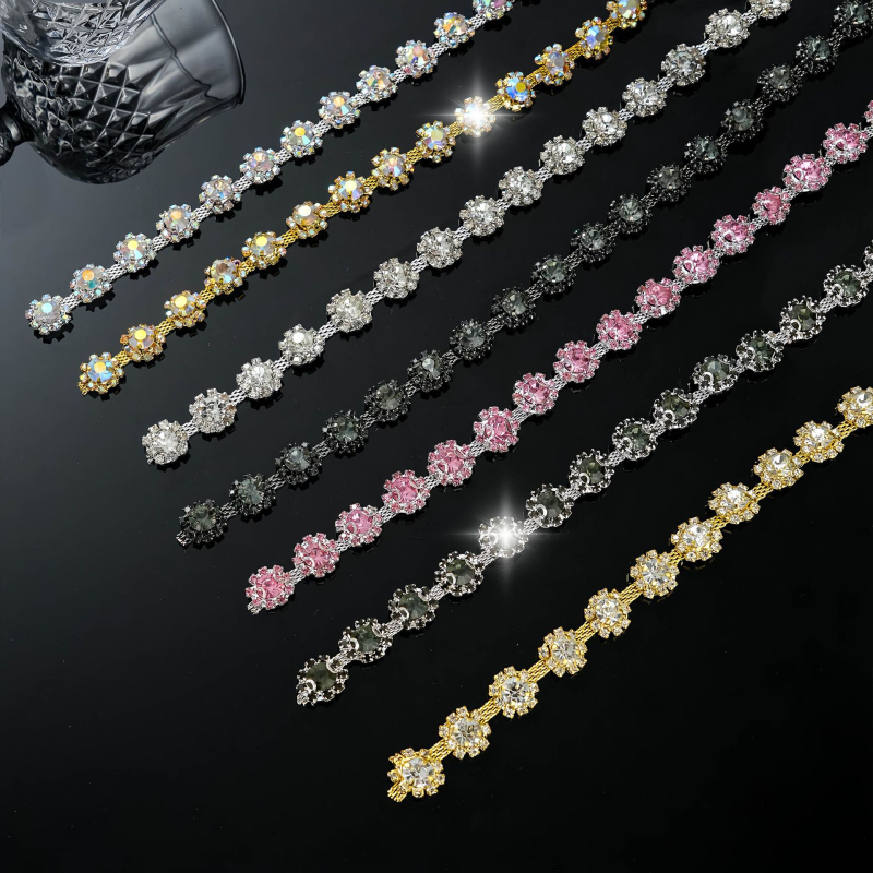 Lanac s rhinestones i motivom suncokreta, elektroplatirani premaz, dijelovi za DIY nakit, duljina 90 cm
