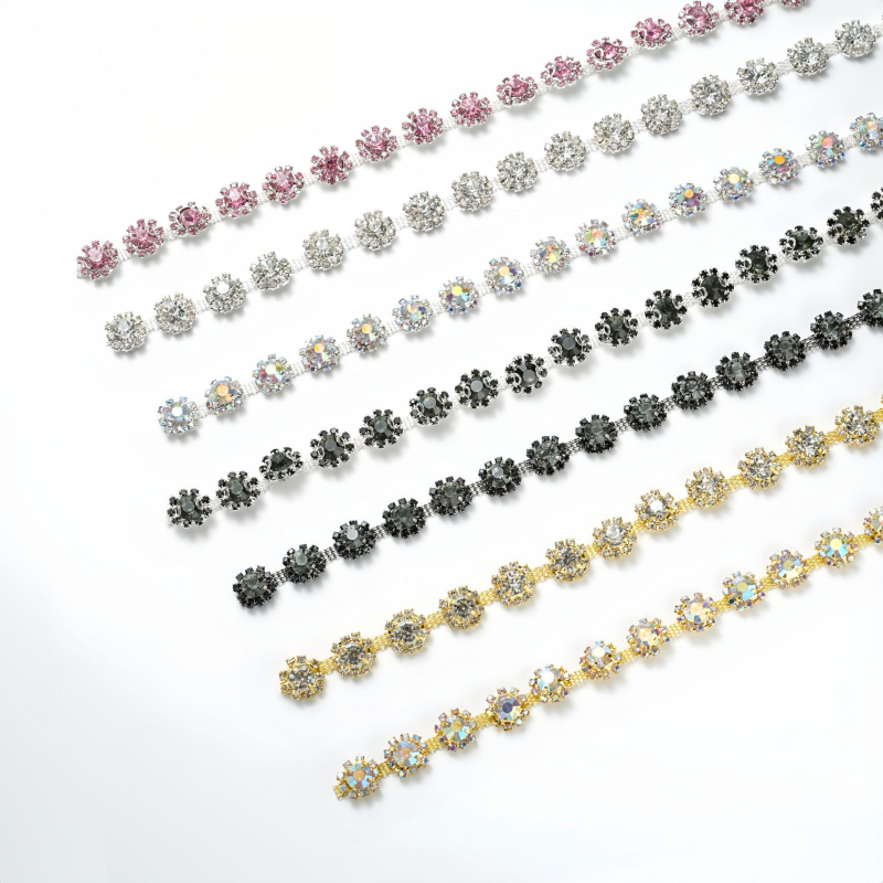 Lanac s rhinestones i motivom suncokreta, elektroplatirani premaz, dijelovi za DIY nakit, duljina 90 cm