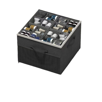 Modularna kutija za cipele s prozirnim poklopcem, sklopiva, s pregradama, od Oxford tkanine, 43×43×30 cm, 60 L