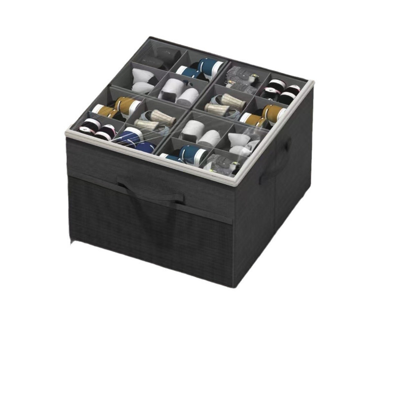 Modularna kutija za cipele s prozirnim poklopcem, sklopiva, s pregradama, od Oxford tkanine, 43×43×30 cm, 60 L