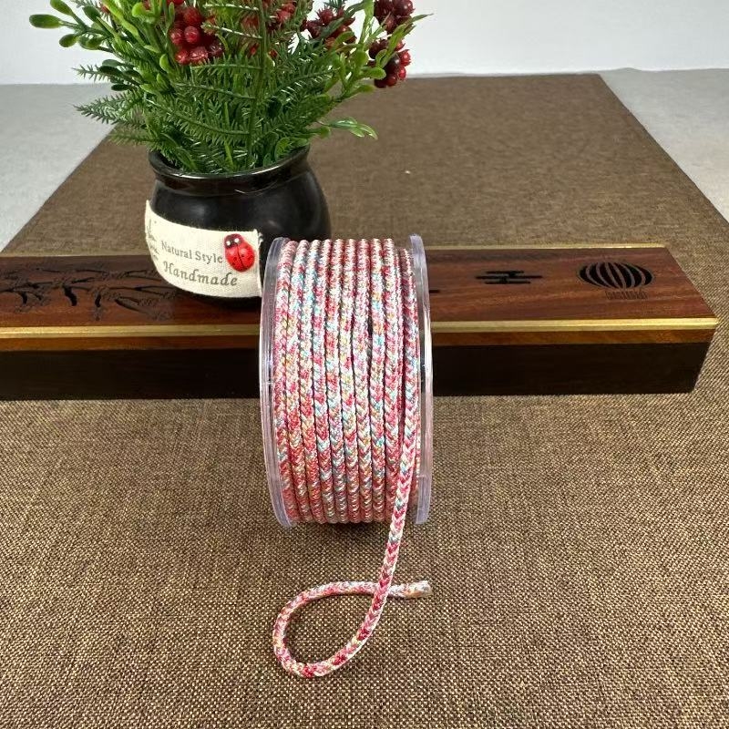 Șnur de colier din nylon, 3 mm, țesut manual, roșu pentru proiecte DIY