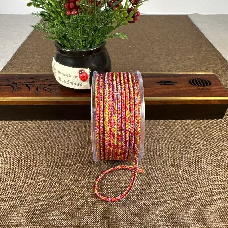 Șnur de colier din nylon, 3 mm, țesut manual, roșu pentru proiecte DIY