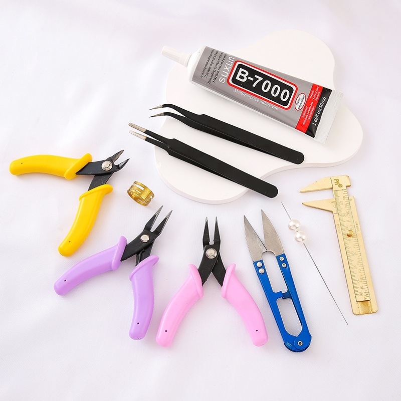 Set alata za DIY nakit s perlama — kliješta za nakit s oštrim, okruglim i šiljastim vrhom, škare i pinceta