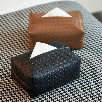 Kutija za papirnate maramice s uzorkom pletenja, PU koža, lagani luksuzni dizajn, kutija za pohranu maramica, dimenzije 20 × 12 × 6 cm, dnevni boravak i spavaća soba