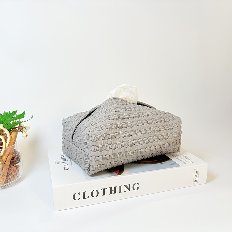 Kutija za papirnate maramice s uzorkom pletenja, PU koža, lagani luksuzni dizajn, kutija za pohranu maramica, dimenzije 20 × 12 × 6 cm, dnevni boravak i spavaća soba